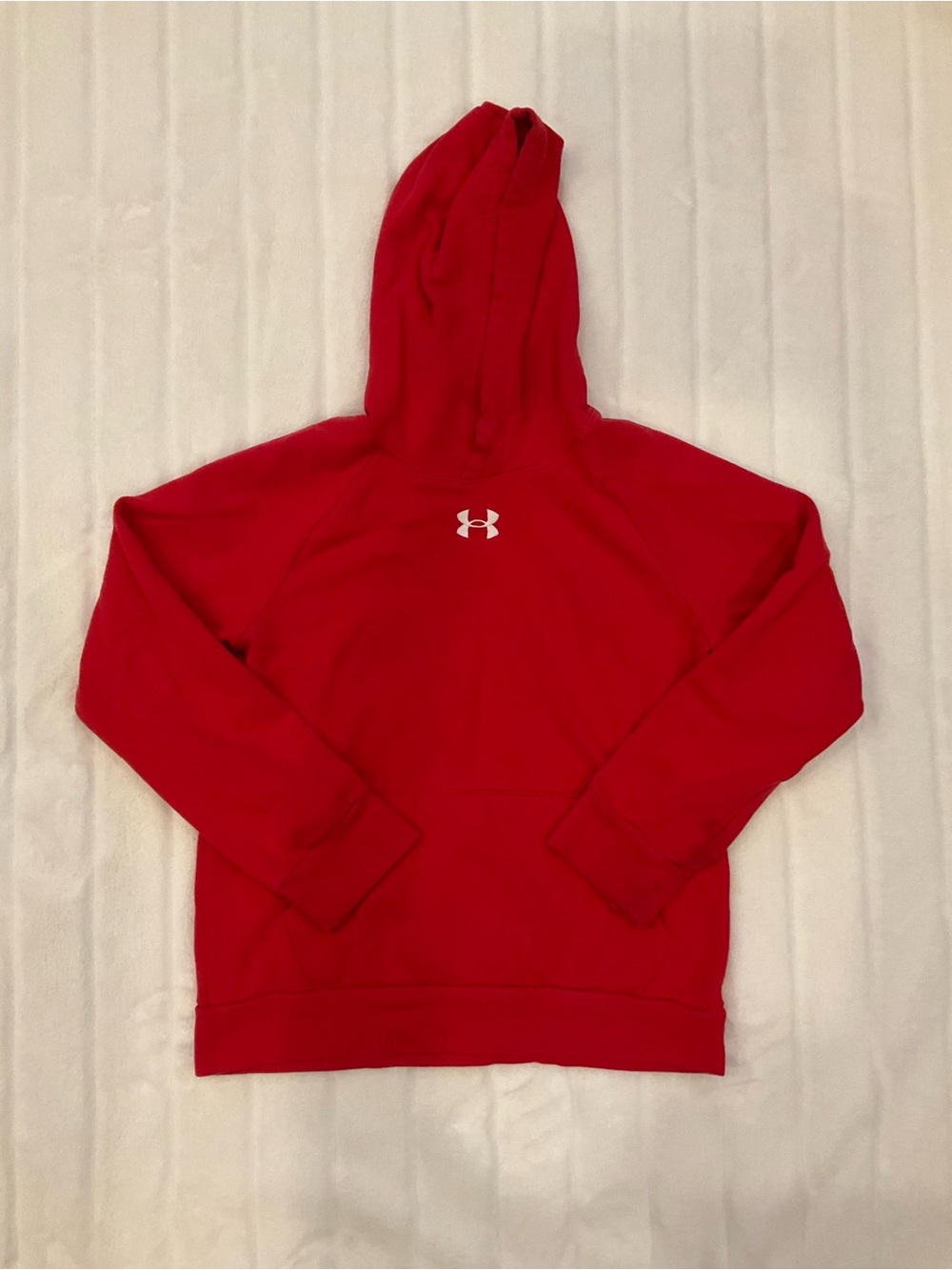 Under Armour Red Pullover Hoodie with White Logo